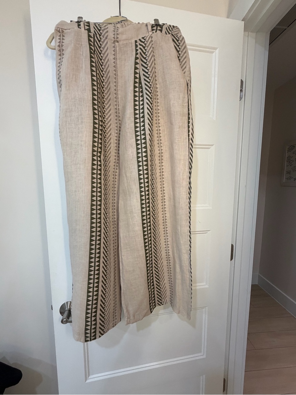 Beige & Olive Tribal Stripe Maxi Skirt